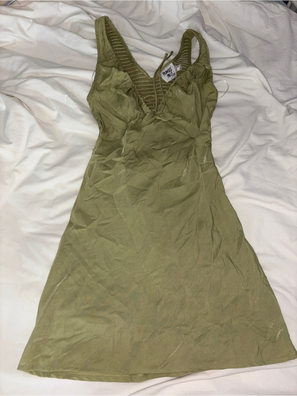 Princess Polly Olive Green Sleeveless V-Neck Mini Dress